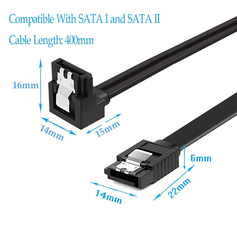 DaFuRui 12-Pack SATA III 6.0 Gbps Cables - 90 Degree Right Angle Black with Locking Latch, 16 Inch SATA Cable Pack for HDD, SSD, CD and DVD Drives - Image 3